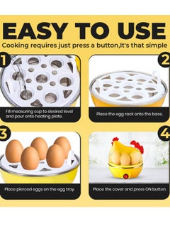 AL RAID Chicken-Shaped Electric Egg Cooker, 7 Eggs Capacity, Yellow  - Image 3
