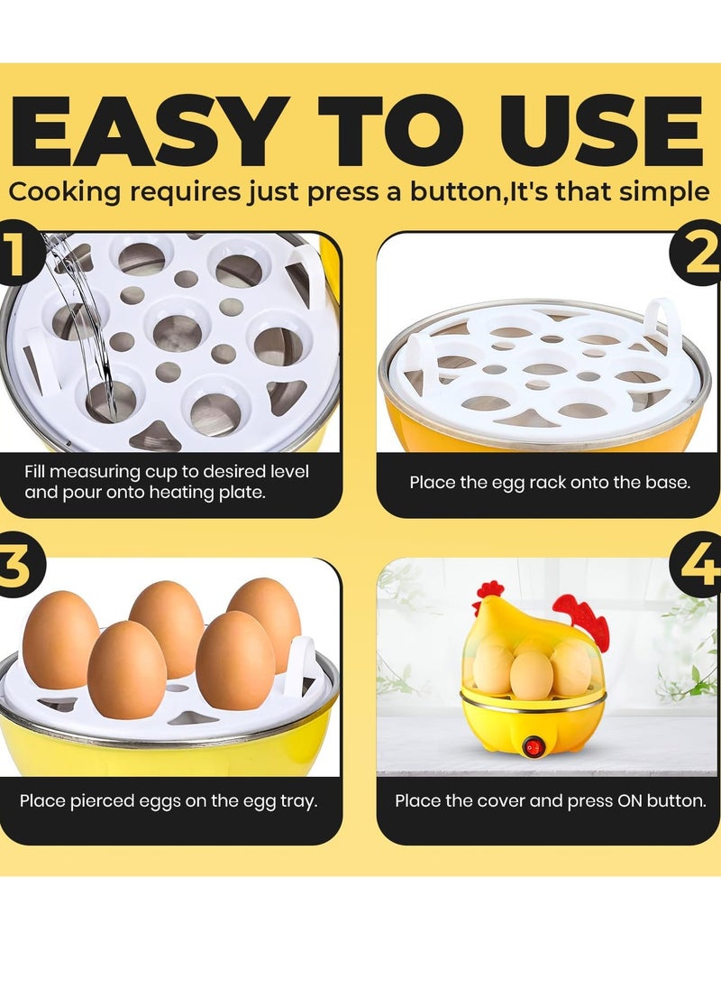 AL RAID Chicken-Shaped Electric Egg Cooker, 7 Eggs Capacity, Yellow  - Image 3
