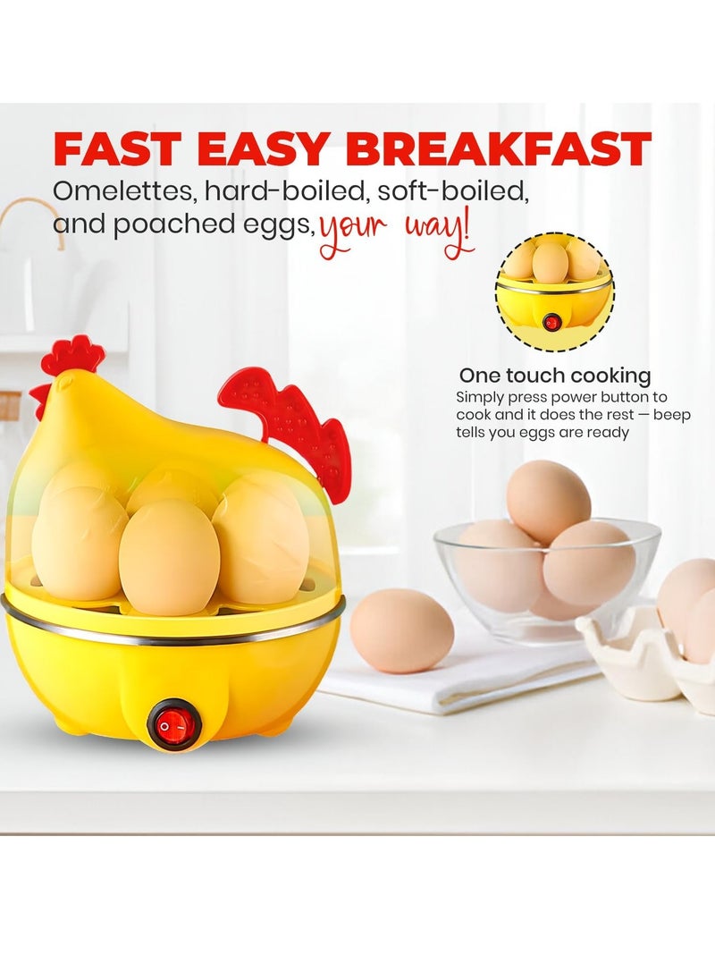AL RAID Chicken-Shaped Electric Egg Cooker, 7 Eggs Capacity, Yellow  - Image 5