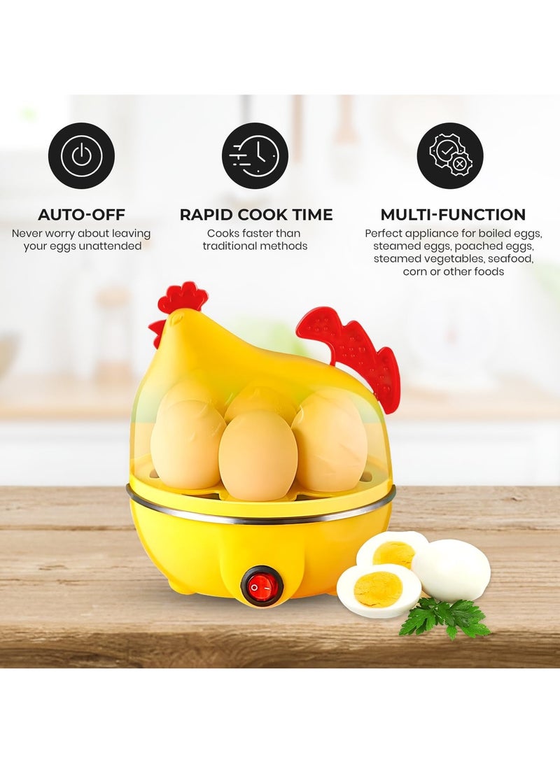 AL RAID Chicken-Shaped Electric Egg Cooker, 7 Eggs Capacity, Yellow  - Image 2