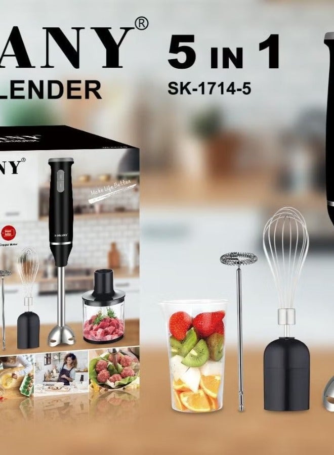 SOKANY 5 in 1 Blender Electric Food Mixer Kitchen Detachable Hand Blender Egg Beater Vegetable Stand Blend Stainless Steel Blade - Image 1