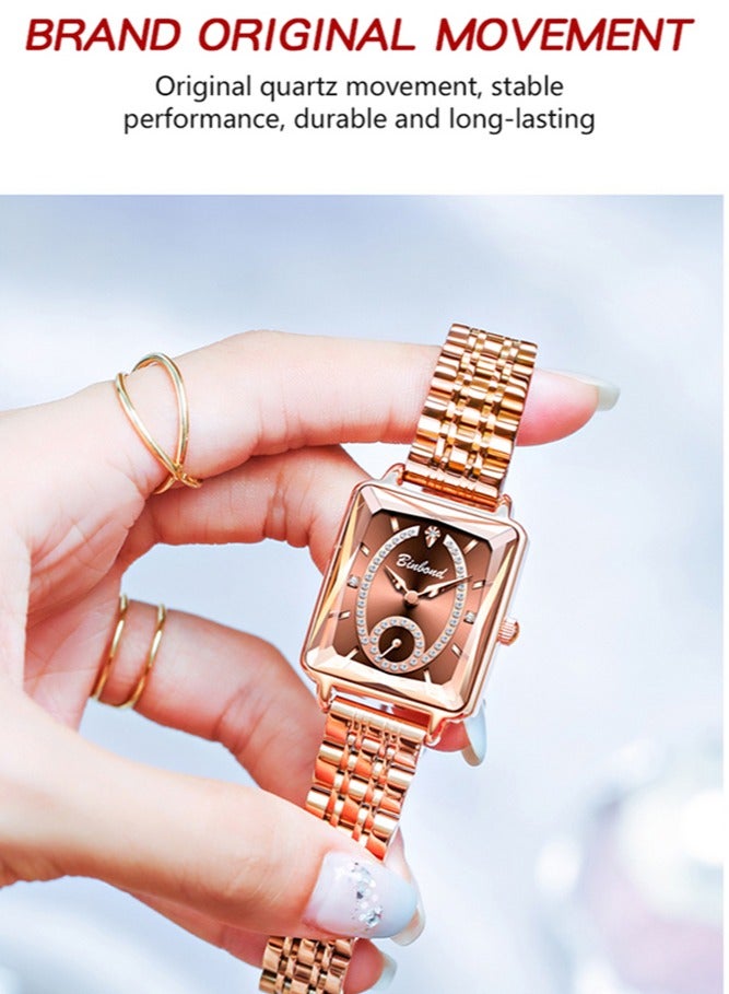 BINBOND Women's Steel Strap Quartz Watch Waterproof Elegant Watch Ladies Gifts - Image 2
