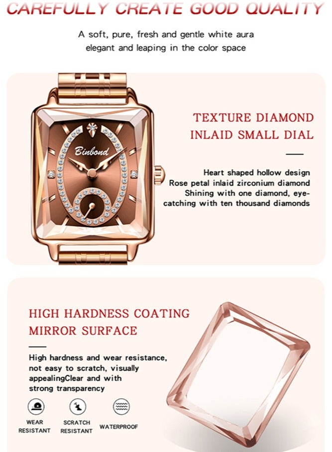 BINBOND Women's Steel Strap Quartz Watch Waterproof Elegant Watch Ladies Gifts - Image 5