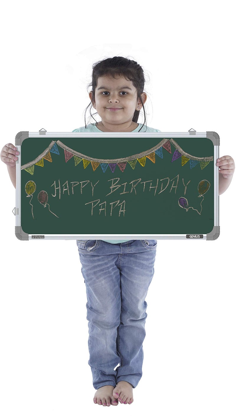 Pragati Systems Genius Melamine (Non-Magnetic) Chalkboard for Kids & Home with Lightweight Aluminium Frame | Portable & Featherlight Green Board for Chalk | Extra Small Size 1x2 Feet (Pack of 1) - Image 3