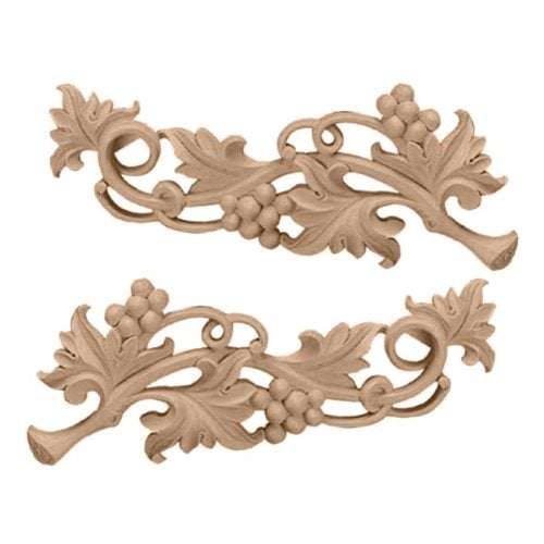 Ekena Millwork ONL09X03X01GRMA Small Grape Scrolls (Pair) Wood Onlays, 9 1/4"W x 3 1/2"H x 5/8"D (Each Side), Maple - Image 3