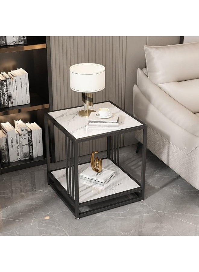 YINZUO Square 2-Tier Marble Top Side Table - Image 1