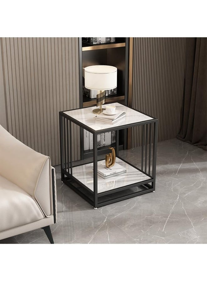 YINZUO Square 2-Tier Marble Top Side Table - Image 3