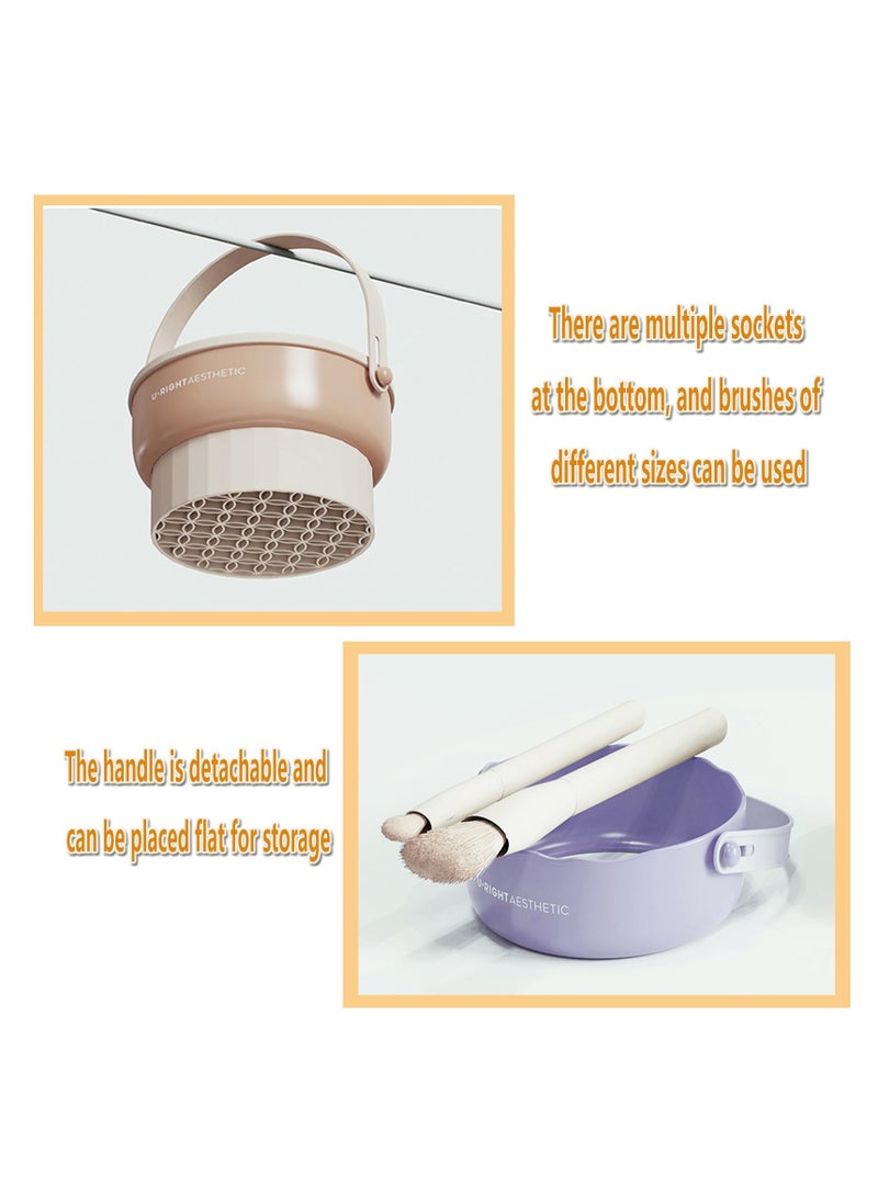 SOLARAE Makeup Brush Cleaning Mat with Brush Drying Holder, 2 in 1 Silicone Cosmetic Brush Cleaning Scrubber Portable Washing Tool Makeup Brush Cleanerfor Makeup Brush, Makeup Sponge, Powder Puff (Purple) - Image 5