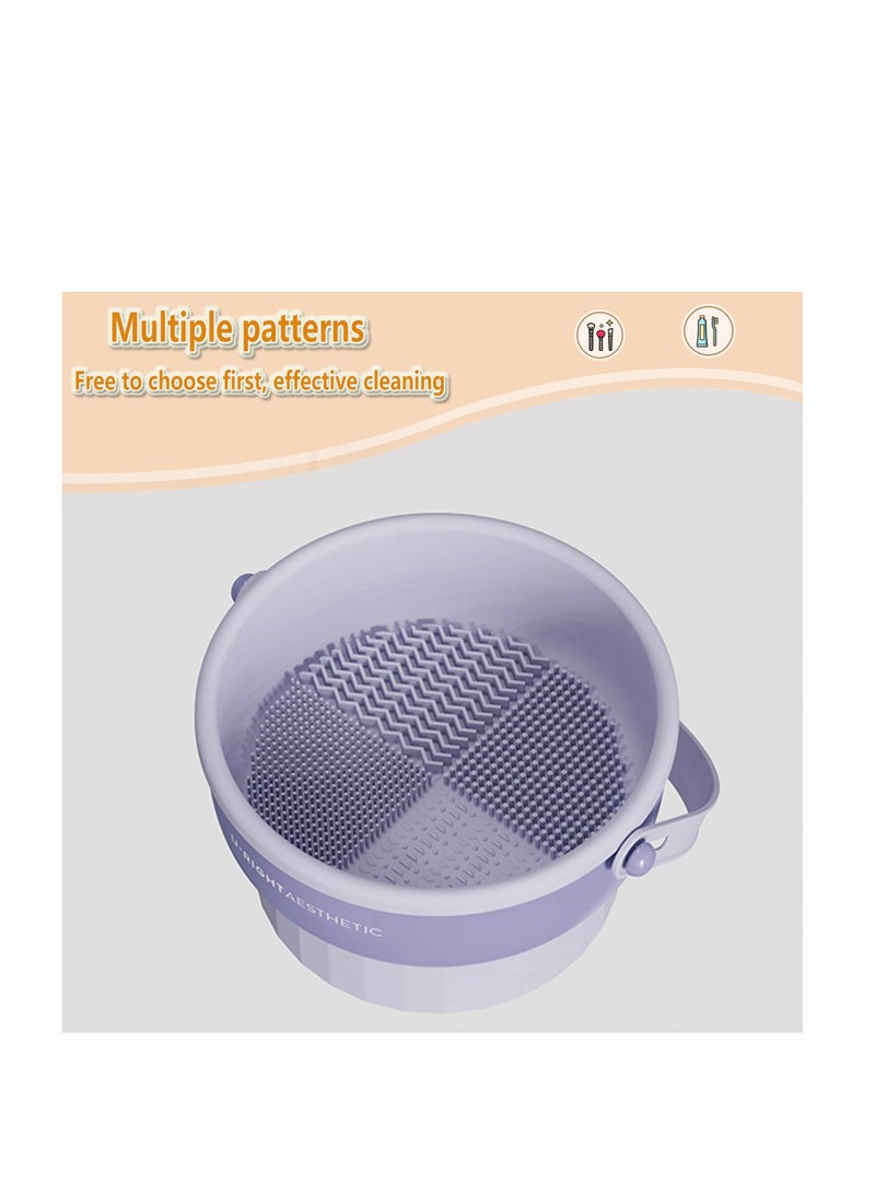 SOLARAE Makeup Brush Cleaning Mat with Brush Drying Holder, 2 in 1 Silicone Cosmetic Brush Cleaning Scrubber Portable Washing Tool Makeup Brush Cleanerfor Makeup Brush, Makeup Sponge, Powder Puff (Purple) - Image 4