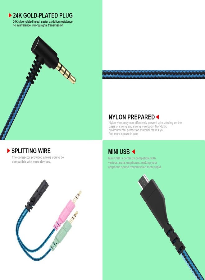 Saipomor Audio Cable Compatible with SteelSeries Arctis 3, Arctis 5, Arctis Nova 3, Arctis 7, Arctis Prime, Arctis Pro+ GameDAC, Arctis Pro Wireless Gaming Headsets- Added Y Mode Exchange PC Audio Cable - Image 2