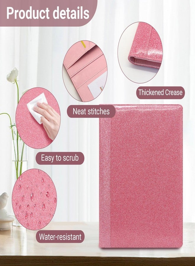 FORTAVEM Professional Portfolio Binder, Faux Leather Padfolio for Resume, Note-Taking & Meetings, A4 Letter Writing Pad Holder for Women & Men, Pink - Image 3
