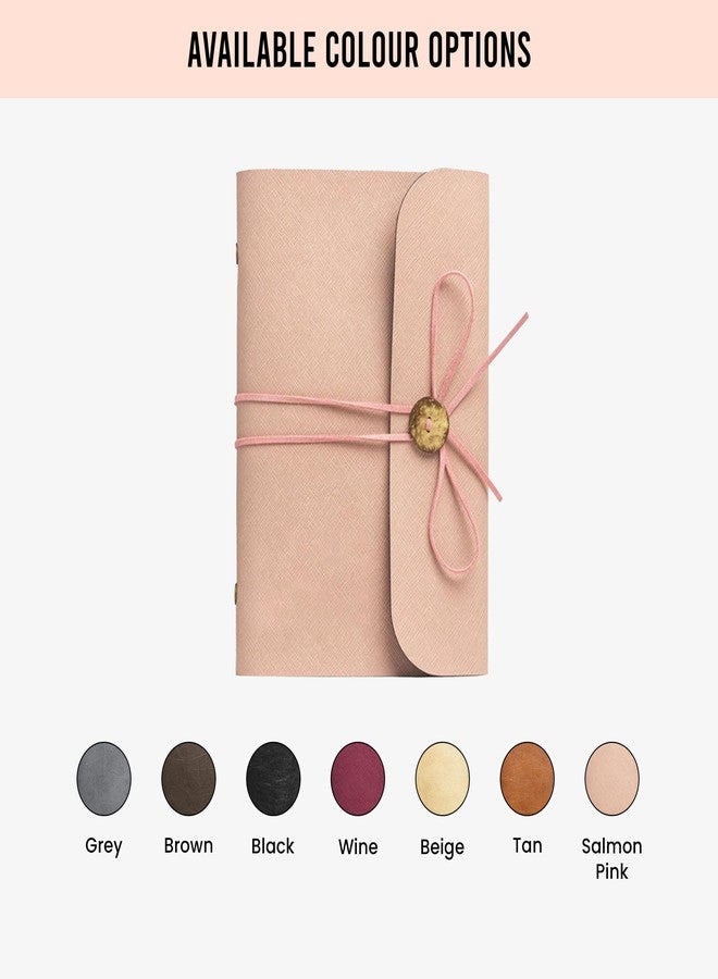 The Messy Corner Handcrafted Threaded Leather Diary | A Stylish A5 Travel Diary for Men and Women | Perfect for birthday, anniversary gift | 90 GSM, 140 Ruled Pages | Salmon Pink - Image 5