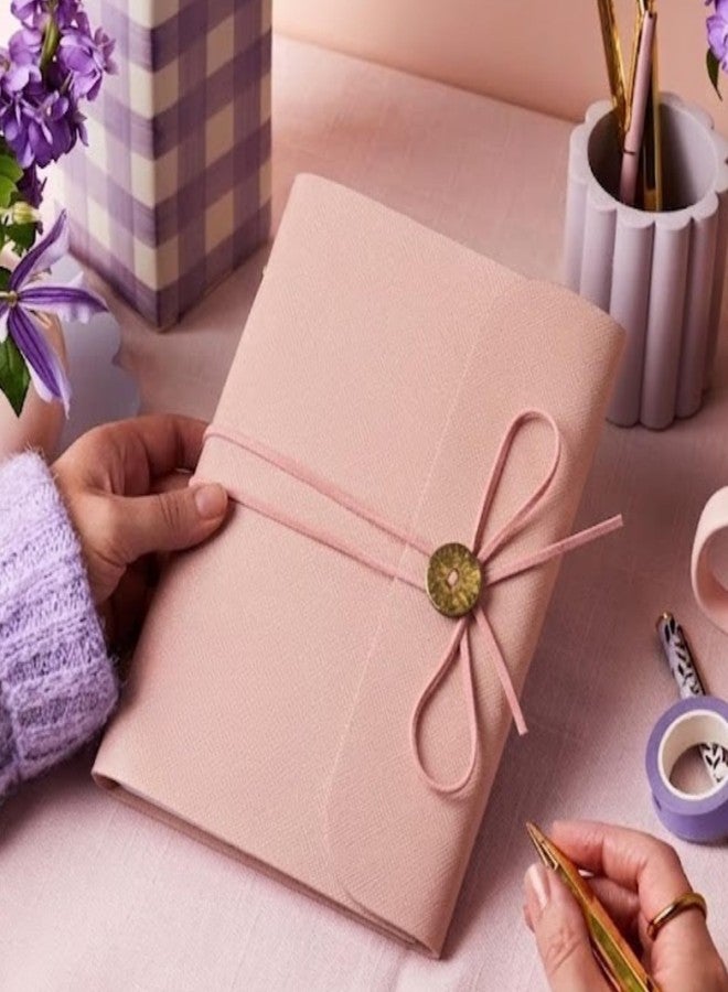 The Messy Corner Handcrafted Threaded Leather Diary | A Stylish A5 Travel Diary for Men and Women | Perfect for birthday, anniversary gift | 90 GSM, 140 Ruled Pages | Salmon Pink - Image 3