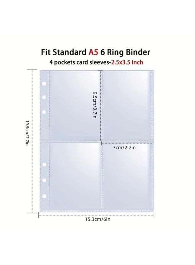 Pink A5 6 Ring Binder 25 Sheets 4 Pocket Card Album 100 Slots Trading Card Collection - Image 5