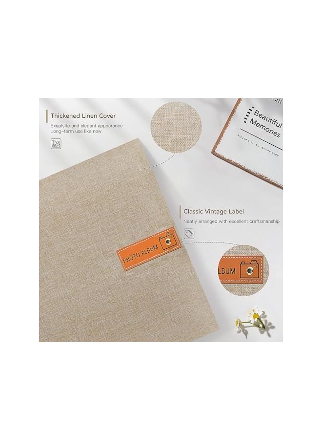 The Bros Large Photo Album, Linen Cover DIY 40 Pages Picture Book with Metallic Pen and Plastic Board, Self Adhesive 4x6 5x7 8x10 Scrapbook Album, Gifts for Women, Mom, Family Baby and Wedding - Image 3