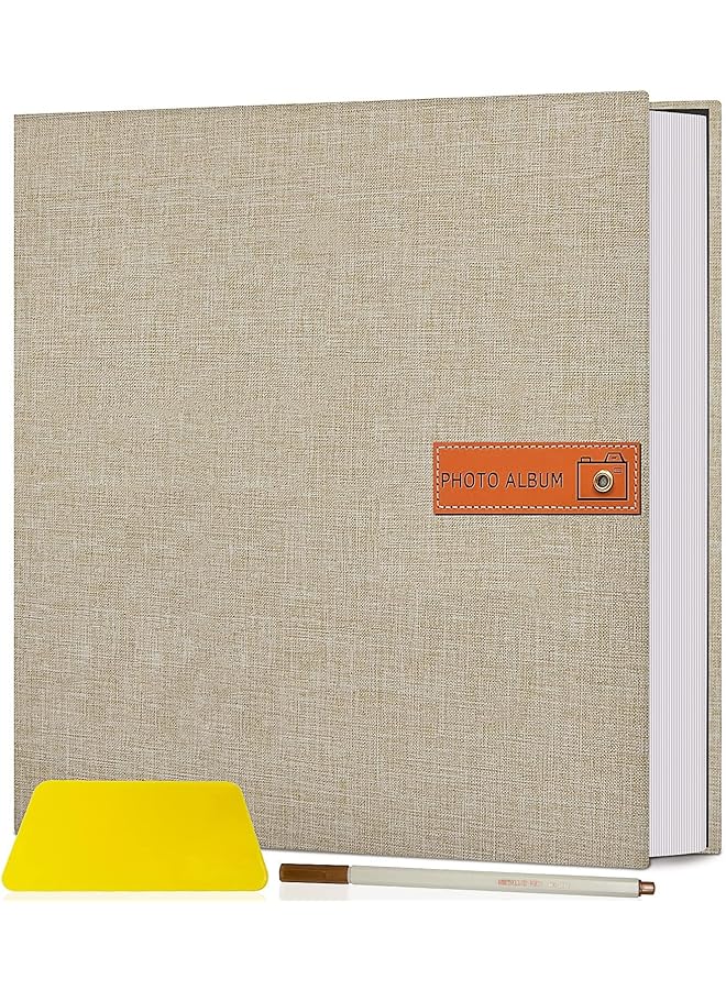The Bros Large Photo Album, Linen Cover DIY 40 Pages Picture Book with Metallic Pen and Plastic Board, Self Adhesive 4x6 5x7 8x10 Scrapbook Album, Gifts for Women, Mom, Family Baby and Wedding - Image 1