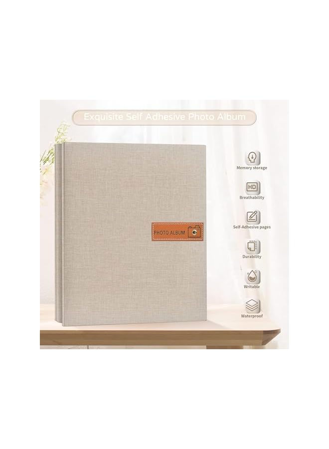 The Bros Large Photo Album, Linen Cover DIY 40 Pages Picture Book with Metallic Pen and Plastic Board, Self Adhesive 4x6 5x7 8x10 Scrapbook Album, Gifts for Women, Mom, Family Baby and Wedding - Image 2