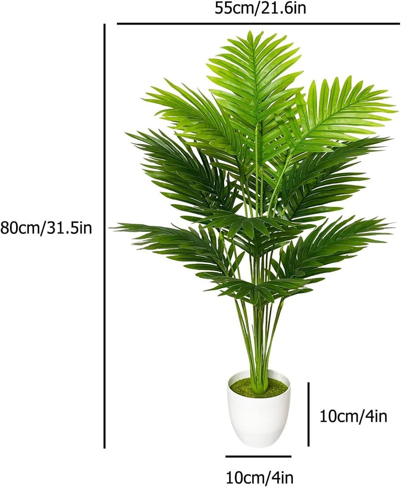 Dekorly Fake Plants Artificial Floor Plants Large Tropical Palm Tree Tall Monstera Plant in Pot Faux Plants for Indoor Outdoor Home (Areca | White Pot, Pack of 2) - Image 2