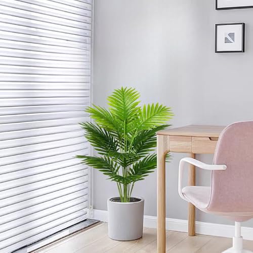 Dekorly Fake Plants Artificial Floor Plants Large Tropical Palm Tree Tall Monstera Plant in Pot Faux Plants for Indoor Outdoor Home (Areca | White Pot, Pack of 2) - Image 3