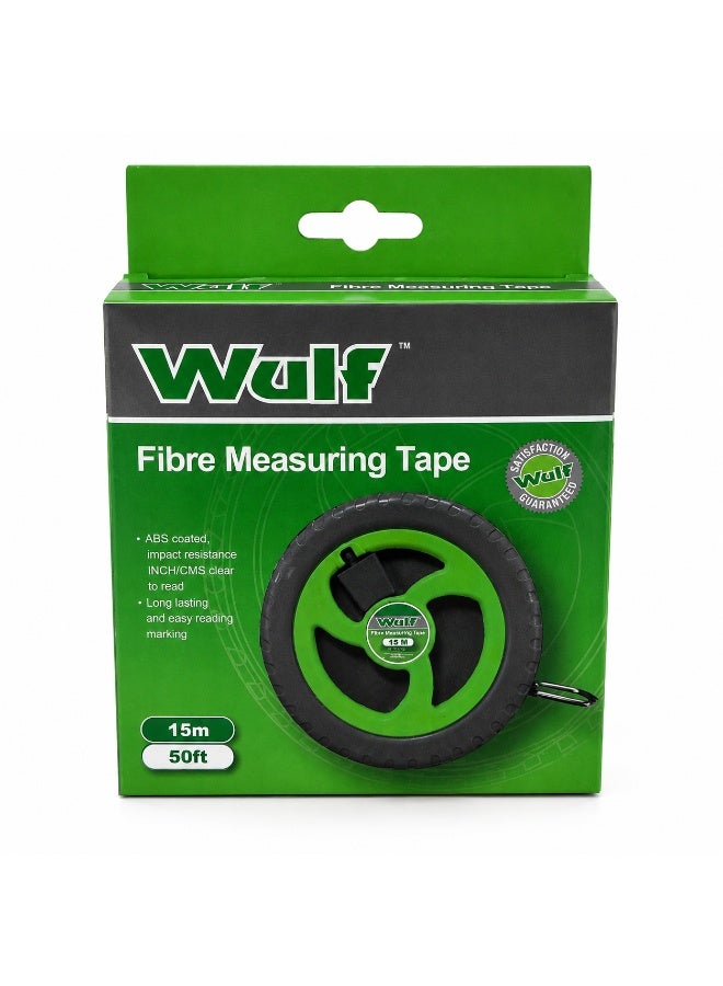 Wulf 15M Fibre Measuring Tape 50FT ABS Coated Impact Resistant Long Measuring Tape with Easy Read Inch and CM Markings for Construction Survey DIY Engineering and Hardware Tools - Image 3