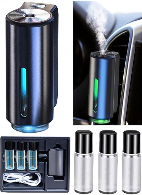 Car Air Freshener Rechargeable Car Fragrance Diffuser 3 Level Adjustable Smart Car Diffuser 3 Bottles of Cologne