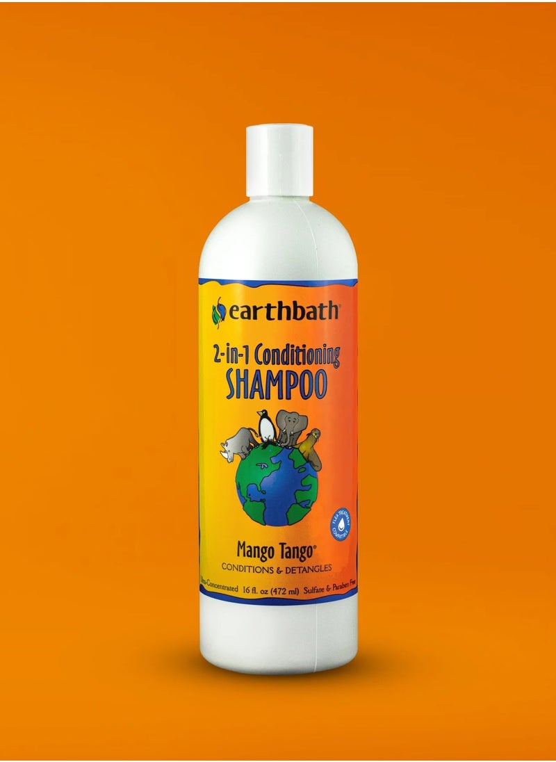 earthbath شامبو مرطب 2 في 1 بنكهة المانجو والتانجو لترطيب الشعر وفك تشابكه، صنع في الولايات المتحدة الأمريكية، 472 مل  - Image 1