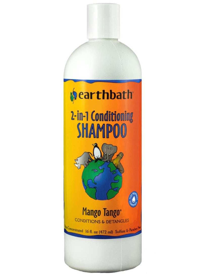earthbath شامبو مرطب 2 في 1 بنكهة المانجو والتانجو لترطيب الشعر وفك تشابكه، صنع في الولايات المتحدة الأمريكية، 472 مل  - Image 3