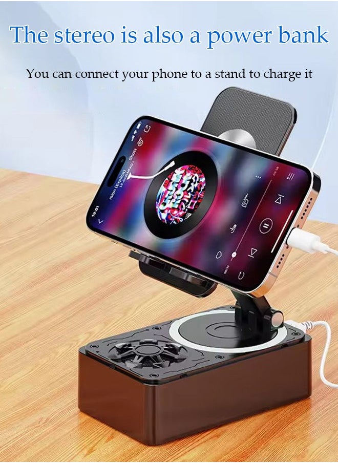 DUNISO - Bluetooth Speaker Phone Holder 2-In-1 , High Definition Surround Sound, Rotatable Phone Holder, Compatible With Phones And Tablets Black (Comes With A Microphone) - Image 1