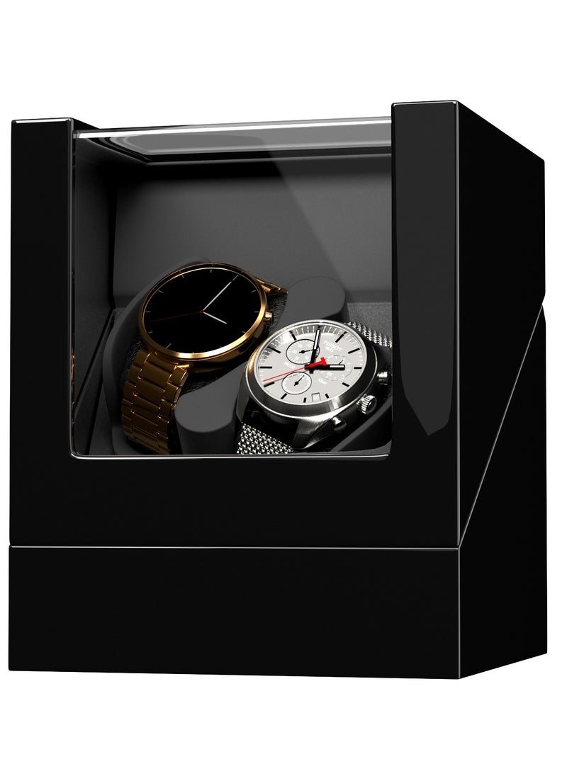 DUKWIN - Automatic Watch Winder with Piano Paint, Watch Box for Two Watches with Ultra-Quiet Motor, Dual Power Source Watch Storage Box for Men and Women - Image 1