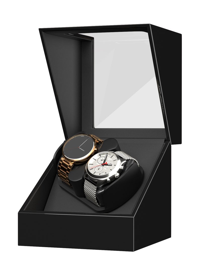 DUKWIN - Automatic Watch Winder with Piano Paint, Watch Box for Two Watches with Ultra-Quiet Motor, Dual Power Source Watch Storage Box for Men and Women - Image 1
