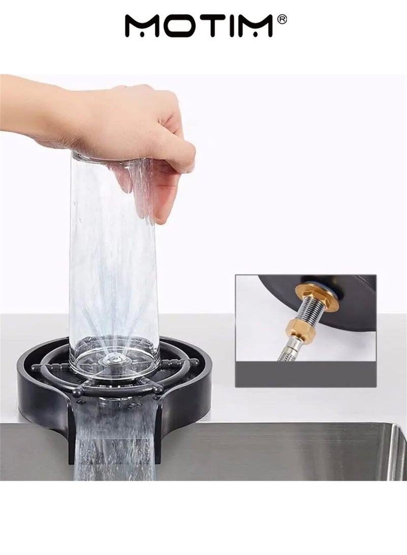 Motim Glass Rinser for Kitchen Sink Stainless Steel Sink Cleaning Spray Cup Washer Bar Glass Rinser Kitchen Sinks Accessories Cup Washer with Valve Tee for Home Hotel Bar - Image 4