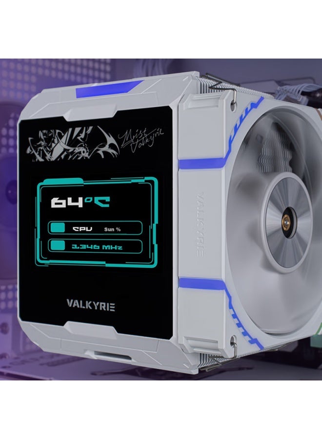 Valkyrie فالكيري Dx140 Vk مبرد هواء للمعالج، ملحوم بالكامل مع 8 أنابيب تبريد، قاعدة نحاسية بالكامل، شاشة كبيرة بحد أقصى 4.3 بوصة، متوافق مع Lga1851 و Am5 - Image 4