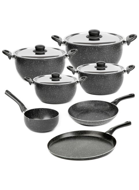 Granite Cookware Set - 11 Pieces - Black