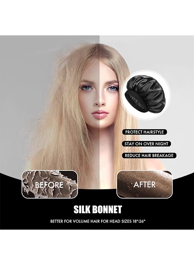 2Pcs Oversize Silk Satin Hair Bonnet for Sleeping, Sleep Bonnet with Elastic Soft Band,Sleep Bonnet Sleep Cap for Hair Curly Hair Sleeping Natural Hair  - Image 3