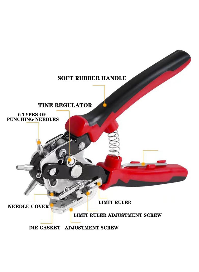 Leather Hole Punch Plier, Heavy Duty Belt Hole Puncher with 6 Solid Holes, Ideal for Belts, Watch Bands, Straps, Pet Collars, Saddles, Shoes, Fabric, DIY Home & Craft Tool  - Image 2