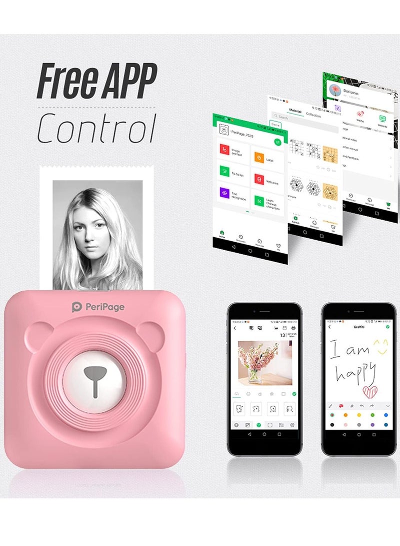 PeriPage Bisofice PeriPage Mini Printer, PeriPage A6 Pro 304DPI, Pocket HD Wireless BT Thermal Printer Picture Photo Label Memo Notes Journal Receipt Paper Instant Printer Sticker AR Photo Inkless Printing - Image 2