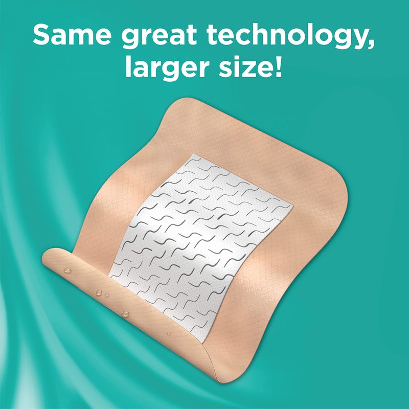 Band-Aid لاصقات باند-أيد العلامة التجارية لاصقة مرنة لتغطية الجروح للعناية بالجروح الطفيفة، الخدوش والحروق، مع شعور مريح، تتحرك مثل جلد ثانٍ، معقمة، كبيرة، 6 قطع - Image 4