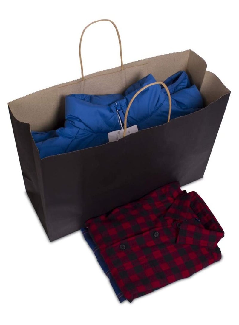 أكياس ورقية سوداء بمقابض 31 × 41 × 12 سم أكياس هدايا كرافت كبيرة لهدايا أعياد الميلاد وحفلات الزفاف والحلويات والتعبئة والتغليف والعيد (12 كيس) - Image 3