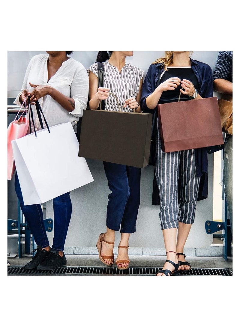 أكياس ورقية سوداء بمقابض 31 × 41 × 12 سم أكياس هدايا كرافت كبيرة لهدايا أعياد الميلاد وحفلات الزفاف والحلويات والتعبئة والتغليف والعيد (12 كيس) - Image 4