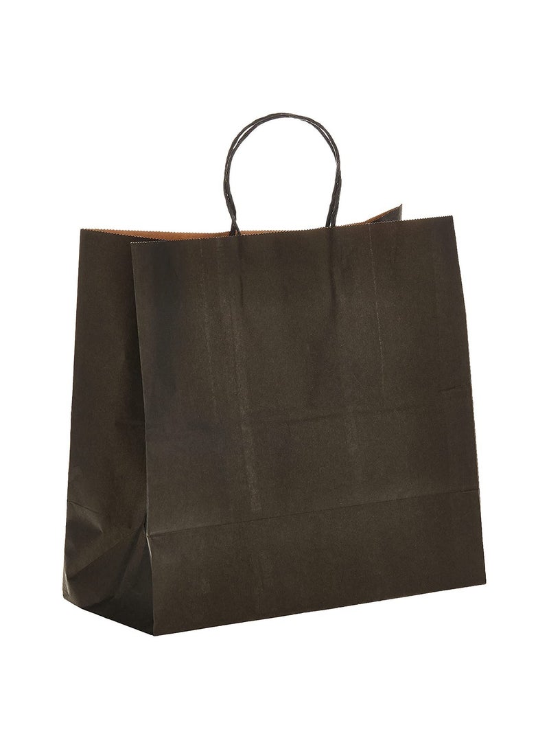 أكياس ورقية سوداء بمقابض 31 × 41 × 12 سم أكياس هدايا كرافت كبيرة لهدايا أعياد الميلاد وحفلات الزفاف والحلويات والتعبئة والتغليف والعيد (12 كيس) - Image 1