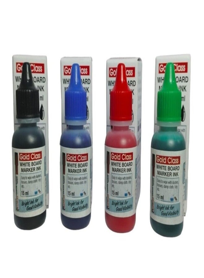 Gold Class Combo Pack Of White Board Bold Marker Ink 15Ml | Easily Refillable | Suitable For Multiple Surfaces | Office & School Stationery (Set Of 4) - Image 1
