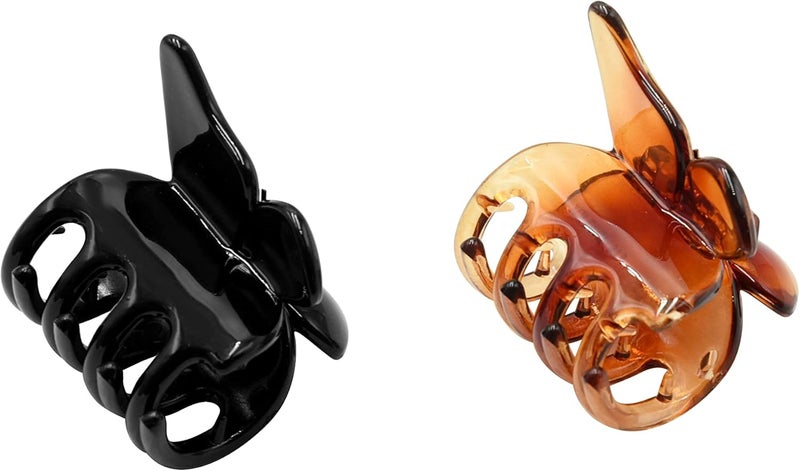 GLITTERS® Trendy Butterfly Non-Slip Claw Clips - Pack of 2 (Black & Brown) - Image 4