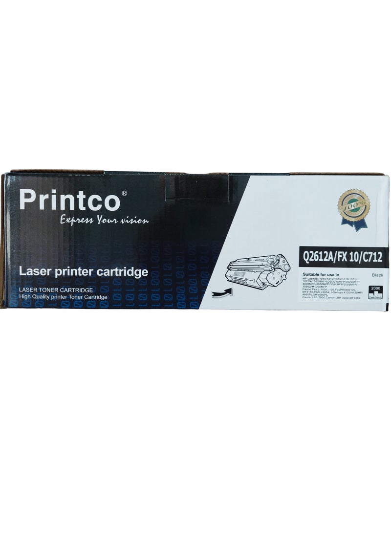Printco Compatible With Toner Cartridge HP 12A Q2612A Replacement for HP Laserjet 1020 1010 1012 1018 1022 3015 3030 3050 3055 3020 1022n 3052 M1005 M1319f MFP Works With Canon FX10 C712  - Image 1
