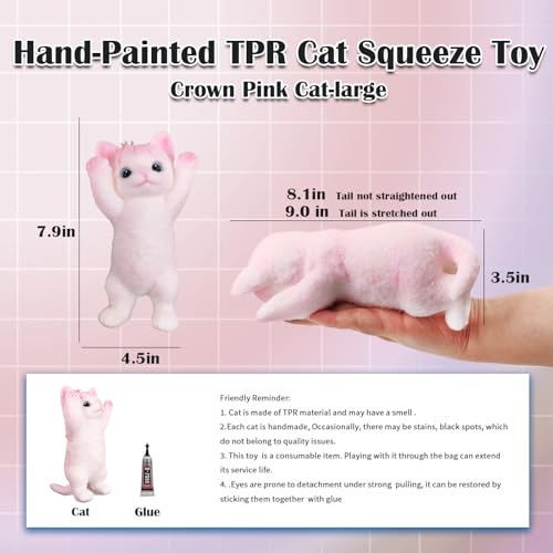 YVBBHE Big Hand Painted Cat Squishy ToysLarge Cute Ultra Soft Kitty Squeeze Fidget Toys for Stress Relief Kawaii Squishies Sticky Animal Toys for Adults KidsDecompression Sensory Balls Toys for Autism - Image 5