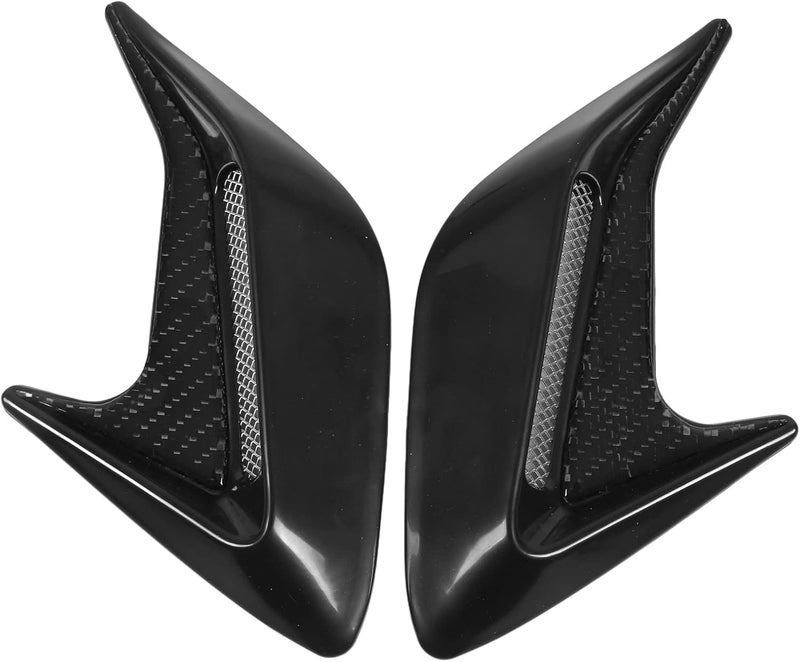 Pair Hood Side Air Vent Grill Decorative Cover, Exterior Side Air Flow Trim with Self Adhesive Backing, Universal Left Right Carbon Fiber ABS for Car Front or Side (Black) - Image 3