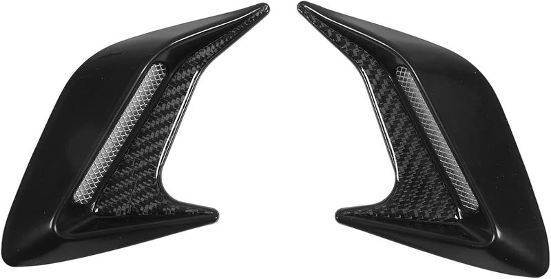 Pair Hood Side Air Vent Grill Decorative Cover, Exterior Side Air Flow Trim with Self Adhesive Backing, Universal Left Right Carbon Fiber ABS for Car Front or Side (Black) - Image 1