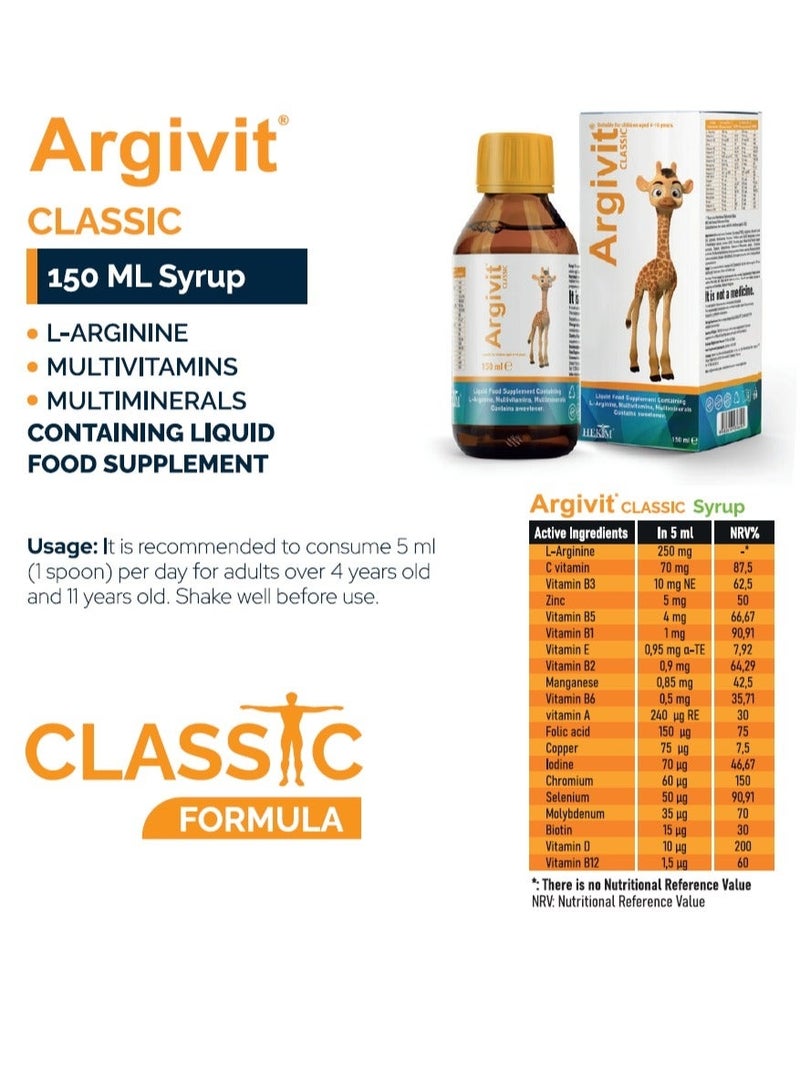 ARGIVIT CLASSIC SYRUP 150ML - Image 2