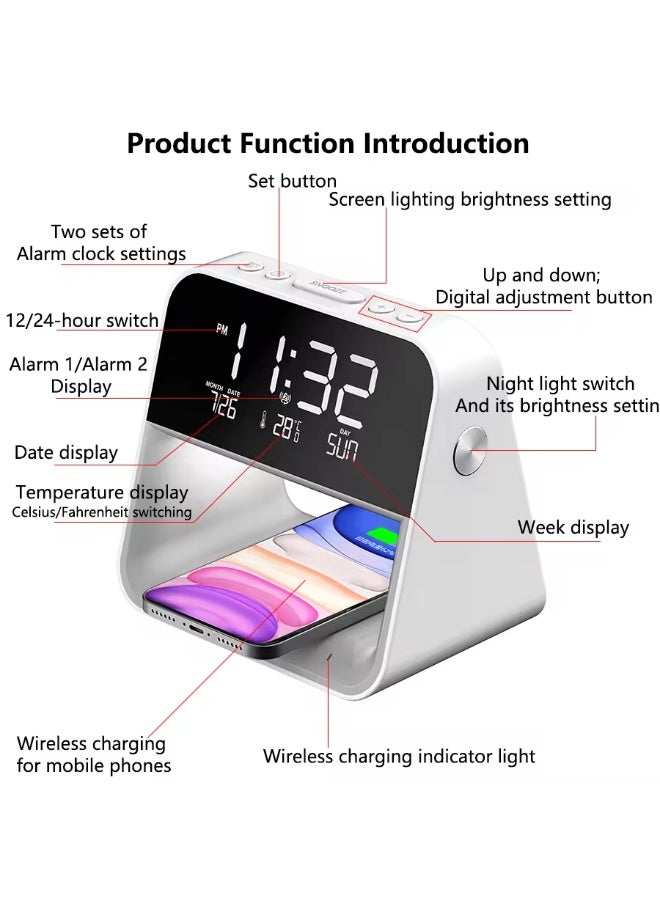 bedroom bedside lamp clock, made of ABS material suitable for home/office holiday atmosphere decoration USB plug in use - Image 2