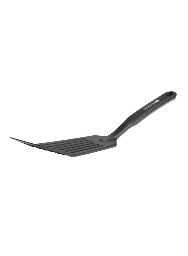 Royalford Nylon Long Slotted Spatula 32X8Cm Dishwasher Safe Black - Image 1