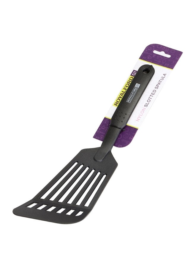 Royalford Nylon Long Slotted Spatula 32X8Cm Dishwasher Safe Black - Image 2
